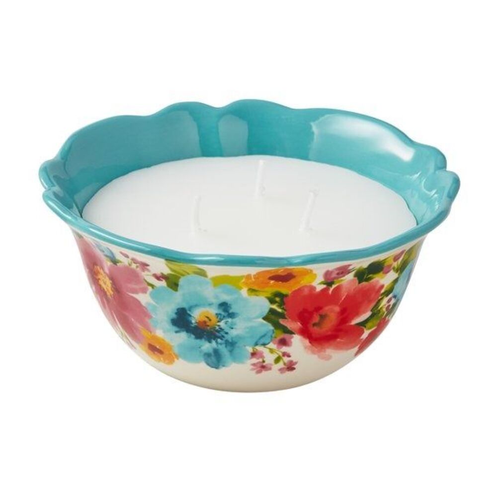 Pioneer Woman Breezy Blossom Floral 3-Wick Outdoor Citronella Candle New